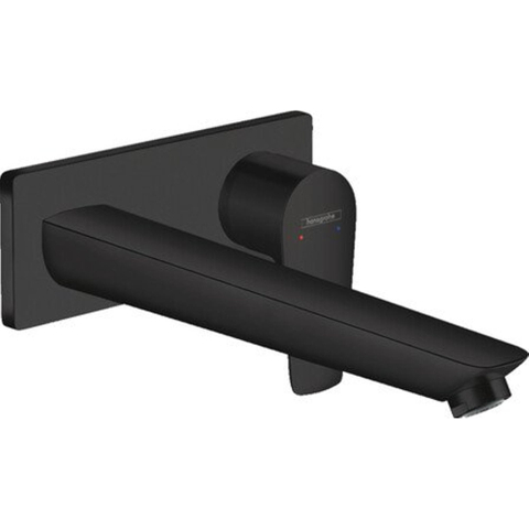 Hansgrohe Talis e Eengreeps wastafelmengkraan - afbouwdeel - voor wandmontage plaat - voorsprong 225 mm en PushOpen - afvoerplug - mat zwart SW297630