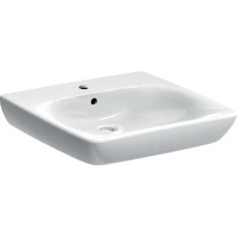 Geberit Renova Comfort wastafel - 650mm x - 550mm - met centraal kraangat - met overloop - wit SW544249