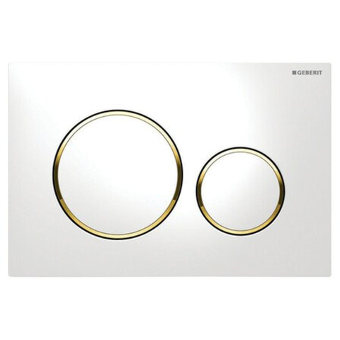 Geberit Sigma20 bedieningplaat, 2-toets spoeling frontbediening voor toilet 24.6x16.4cm wit goud wit SW53744