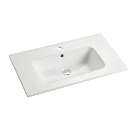 GO by Van Marcke wastafel - 80x46x1.7cm - rechthoek - enkele wasbak - 1 kraangat - glans wit SW418013