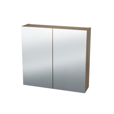 Nemo Spring Nebulo spiegelkast - 60x65x17.8cm - 1 deur - glazen leggers - met stopcontact - zonder schakelaar - enkelzijdige spiegeldeur - Riverside Oak Hell SW637015