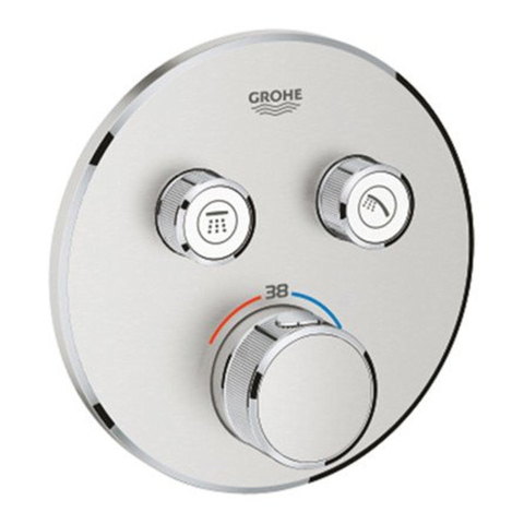 Grohe SmartControl Inbouwthermostaat - 3 knoppen - rond - Supersteel (RVS) SW225095