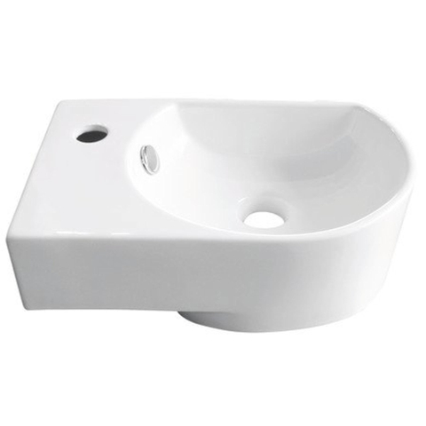 GO by Van Marcke lave-mains - 41x27x14.2cm - demi-rond - trou de robinet à gauche - blanc SW291117