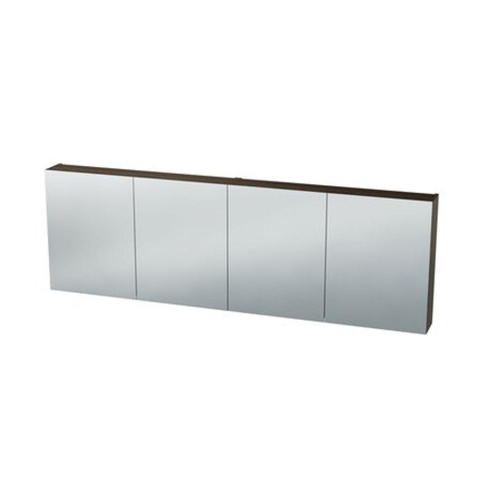 Nemo Spring Nebulo luxe spiegelkast - 180x65x17.8cm - 4 dubbelzijdige spiegeldeuren - glazen leggers - met stopcontact - zonder schakelaar - Carini Walnut Natur SW636997