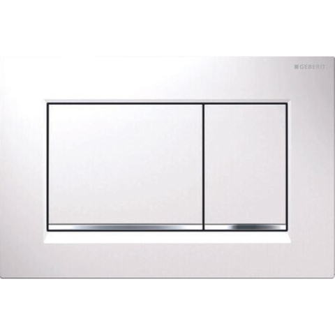 Geberit Sigma20 bedieningsplaat - 2-toets spoeling - rechthoekige knoppen - wit/glans chroom/wit - dualflush - glans wit SW61798