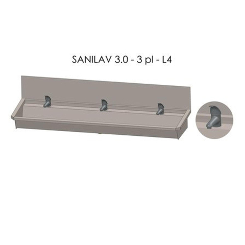 Intersan Sanilav wasgoot met spatbord 180cm met 3 1 greeps kranen inox 304 GA32430