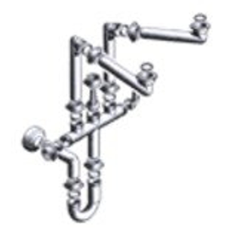 Nemo Skill siphon pour évier avec 2 bacs gain de place raccordement avec lave-vaisselle possible 64 x 40 mm PP gris SW293593