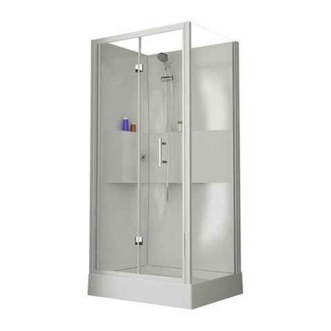 Nemo Start Lilou Basis vouwdeur - 10x8cm - douchecabine in polystyreen dikte 4mm glanzend - met zijwand 2 delen - 6mm - veiligheidsglas - douchetub acryl - wit/helder - links/rechts - omkeerbaar - douchebak wit profiel - helder SW290096