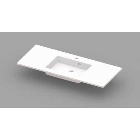 Nemo Spring Coste geïntegreerde tablet - 120x50x20cm - met 1 centrale verzonken wastafel - afvoergat D 45mm - voorgeboord kraangat 35 - overloop - meubelwastafel - wit SW294967
