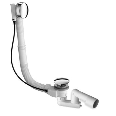 Nemo Skill automatische badgarnituur - met draaibediening - voor standaarbaden - afvoeropening D 52mm - afwerkset - chroom SW285106