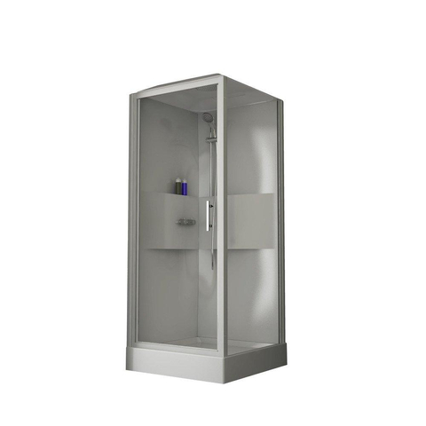 Nemo Start Lilou Plus complete douchecabine - 90x90cm - 1 draaideur - 6mm - veiligheidsglas - omkeerbaar - douchebak acryl - met dak - regendouche SW290181