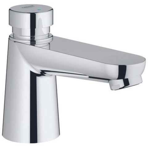 Grohe Euroeco Cosmopolitan S Waterbesparende Wastafelkraan - zelfsluitend - voor artikel 44593 - blauw/rood - chroom 0441903