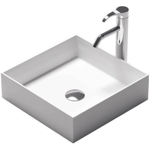 Nemo Stock Collection Java Style opbouwwastafel - 38x38x11cm - vierkant - solid surface - mat wit SW287377