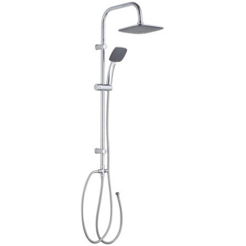 GO by Van Marcke Sevan opbouw regendoucheset zonder kraan – 20 cm vierkante hoofddouche – 1-stands handdouche – chroom SW293284