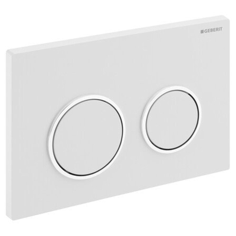 Plaque de commande Geberit Omega20 - chasse d'eau à 2 boutons - rond - blanc/chrome brillant/blanc 0700237