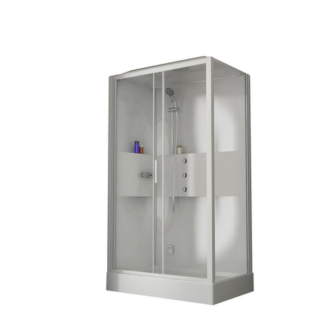 Nemo Spring Lilou Hamam douchecabine - 120x80cm - Hydro + stoom - omkeerbaar - met inbouwkraan - 1 schuifdeur - in polystyreen 4mm glanzend SW290191