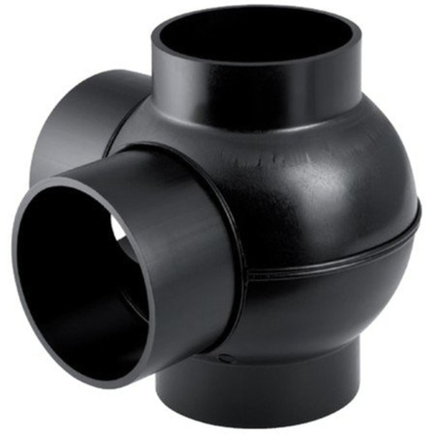 Geberit afvoer PE - fitting - kogelstuk - 88.5 graden - 2 aansluitingen onder - 90 graden - 110x90 SW30185