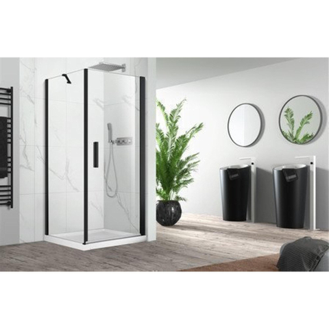 Nemo Pina zijwand - 80x200cm - 6mm helder - veiligheidsglas - Fix - vaste wand - profielen: alu zwart mat gelakt SW636677