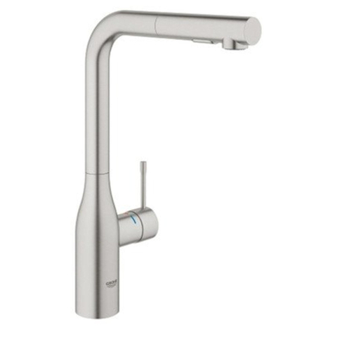 Grohe Essence New Keukenkraan - hoog - uittrekbare l uitloop - 2 straalsoorten - Brushed Supersteel (RVS) 0467942