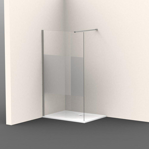 Van Marcke Douche à l'italienne 80x200cm verre de sécurité bande satinée anti-calcaire chrome SW238192