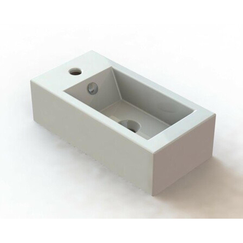 Nemo Spring Vigo handwasbakje - 25x50x14.5cm - porselein - wit - rechthoekig - voorgeboord kraangat links SW286343