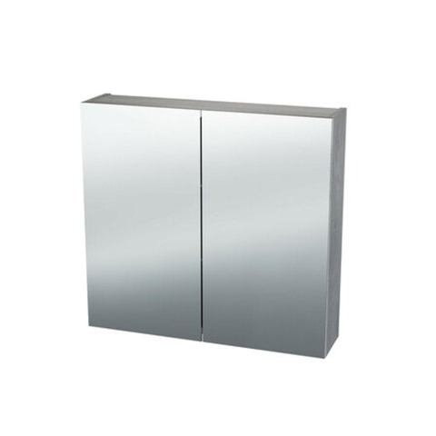 Nemo Spring Nebulo luxe spiegelkast - 70x65x17.8cm - 2 dubbelzijdige spiegeldeuren - glazen leggers - met stopcontact - zonder schakelaar - Raw Concrete SW636929