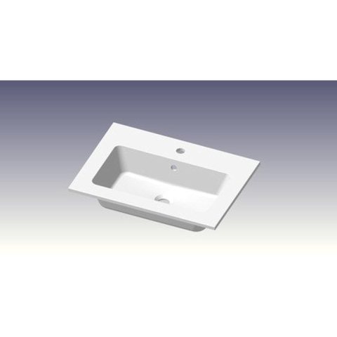 Nemo Go meuble lavabo 60x45x1.4cm 1 évier intégré 1 trou pour robinetterie marbre artificiel blanc brillant SW452206