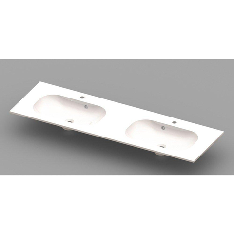 Nemo Spring Ovum inbouwwastafel - 160x50x20cm - met 2 wasbakken 2 kraangaten - geïntegreerde tablet - verzonken wastafels SW404939