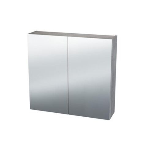 Nemo Spring Nebulo spiegelkast - 60x65x17.8cm - 1 deur - glazen leggers - met stopcontact - zonder schakelaar - enkelzijdige spiegeldeur - Raw Concrete SW637014