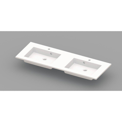 Nemo Spring Coste geïntegreerde tablet - 140x50x20cm - met 2 verzonken wastafels - afvoergaten D 45mm - voorgeboord kraangaten 35 - overlopen - meubelwastafel - wit SW294832