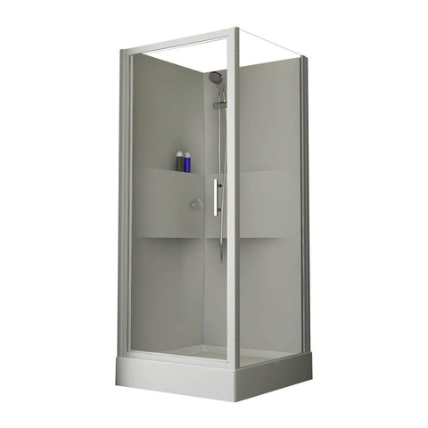 Nemo Start Lilou Basis draaideur - 90x90cm - douchecabine in polystyreen dikte 4mm glanzend - met zijwand 1 deel - 6mm - veiligheidsglas - douchetub acryl - wit/helder - omkeerbaar - douchebak wit profiel - helder SW290100