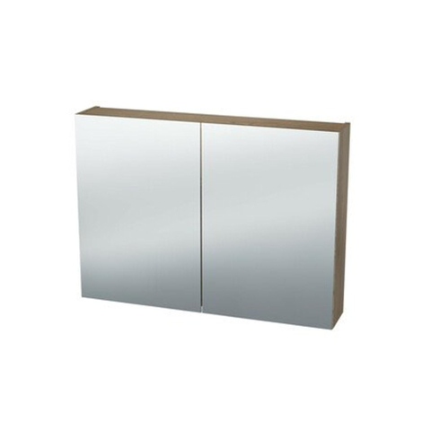 Nemo Spring Nebulo luxe spiegelkast - 80x65x17.8cm - 2 dubbelzijdige spiegeldeuren - glazen leggers - met stopcontact - zonder schakelaar - Riverside Oak Hell SW636928