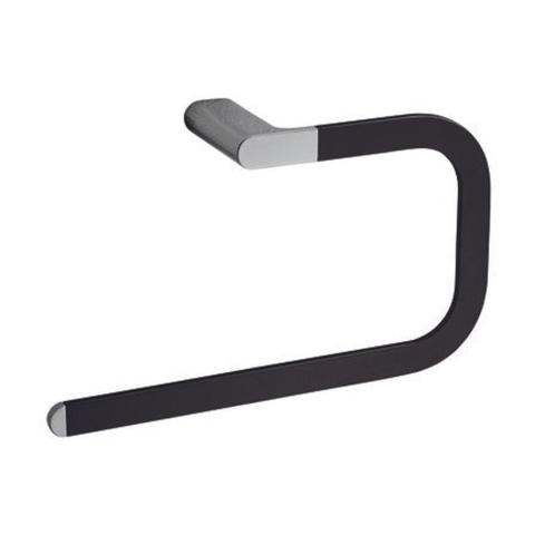 Nemo Stock - Scura - handoekring - wandmontage - 280 x 160 x 80 mm - messing verchroomd - zwart soft touch SHOWROOMMODEL SHOW26617