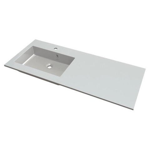 Nemo Spring Don geïntegreerde tablet - 120x50x1.5cm - met 1 verzonken wastafel - kunstmarmer - links - meubelwastafel - wit SW289026