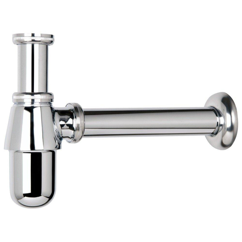 Nemo Skill fleshevel - voor wastafel - met afvoerbuis - 250mm - 6/4" x D 40 - zonder afvoerplug - sifon - chroom SW292903