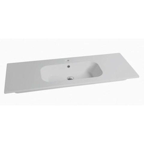 Nemo Spring Nubes tablet - 121x46.5x17cm - porselein - 1 wastafel - met kraangat - overloop - Cettina - mat SW290465