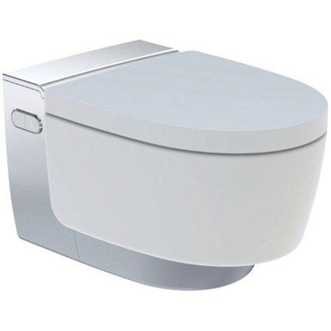 Geberit AquaClean Mera Comfort Douche WC - geurafzuiging - warme luchtdroging - ladydouche - softclose - glans/chroom afdekplaatje - glans wit verchroomd GA13633