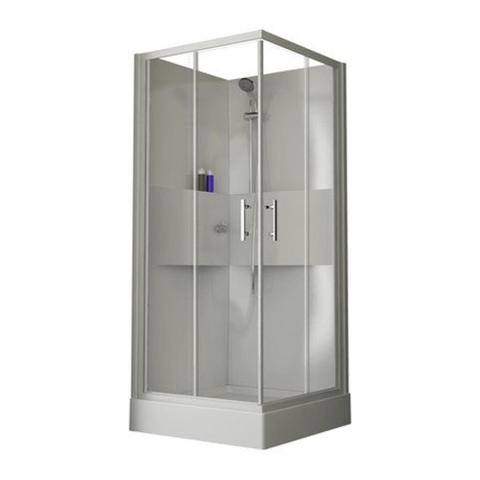 Nemo Start Lilou Cabine de douche complète accès d'angle 90x90cm avec portes coulissantes, receveur de douche acrylique profilé blanc et verre clair SW290018