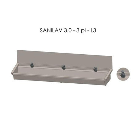 Intersan Sanilav auge de lavage avec dosseret 180cm avec 3 robinets temporisés inox 304 GA32431