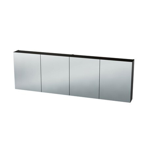 Nemo Spring Nebulo spiegelkast - 200x65x17.8cm - 4 deuren - glazen leggers - met stopcontact - zonder schakelaar - Thermo Oak Black SW636903