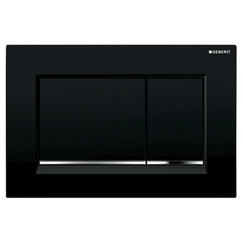 Geberit Sigma20 bedieningsplaat - 2-toets spoeling - rechthoekige knoppen - zwart/glans chroom/zwart - dualflush - glans zwart SW61801
