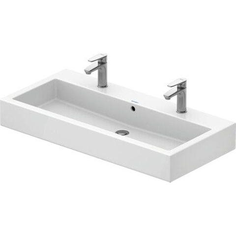 Duravit Vero lavabo rectifié avec 2 trous de robinet avec trop-plein 100x47cm incl. fixation blanc 0290118