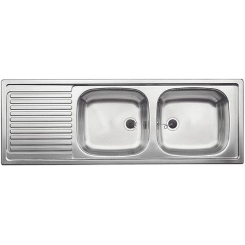 Blanco Top EZS Inbouwspoeltafel - 123.5x43.5cm - 2 wasbakken - dikte 0.7mm - bevestigingsclips - omkeerbaar - RVS SW69669