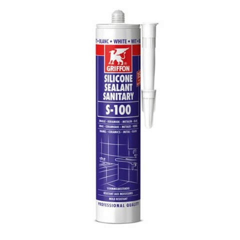 Griffon mastic silicone sanitaire S100 cartouche de 300 ml pour étanchéité sanitaire transparent 1800256