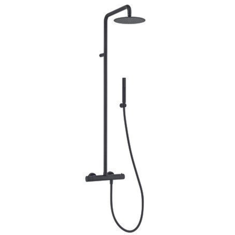 GO by Van Marcke Nero opbouw regendoucheset – thermostatisch – Ø25 cm hoofddouche – 2-standen handdouche – zwart mat SW369966