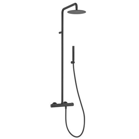 GO by Van Marcke Nero opbouw regendoucheset – thermostatisch – Ø25 cm hoofddouche – 2-standen handdouche – zwart mat SW369966
