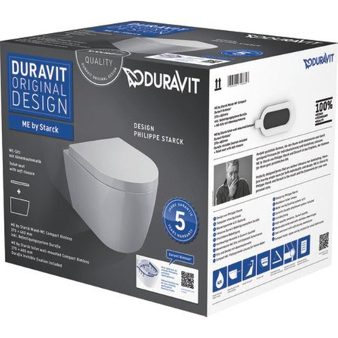 Duravit Me by starck - ME by Starck - compact - PACK - hangtoilet - afmeting pack 510 x 392 x 430 mm - zonder spoel - softclose - glans wit SW115544