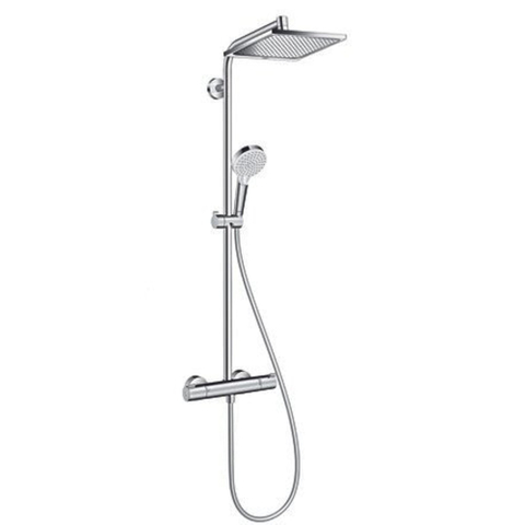 Hansgrohe Crometta e 240 - 1jet - showerpipe: - met Ecostat - 1001 CL douchekraan thermostatischHOH=15cm - met E - 24 - thermostaat - hoogglans chroom SW73205