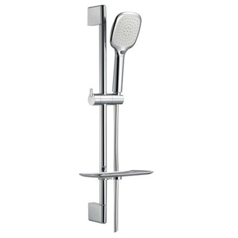 Nemo Spring Poggio douchestangset - compleet - 650mm - met bevestigingen - 3 jets - glijstuk - gladde kunststofflexibel - zeepbakje SW291701