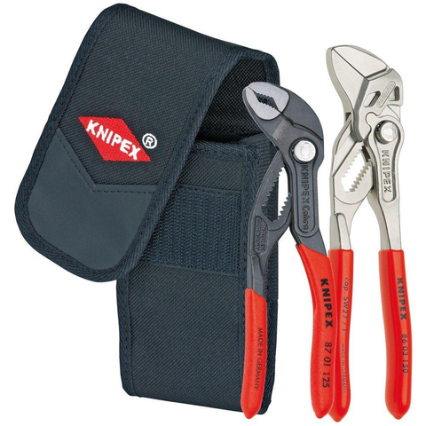 Knipex minitangenset in gereedschapsriemtas 1 x mini sleuteltang tang en schroefsleutel in n gereedschap 1 x Cobra Hightech waterpomptang SW355409
